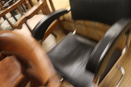 An Art Deco leather and chrome chair